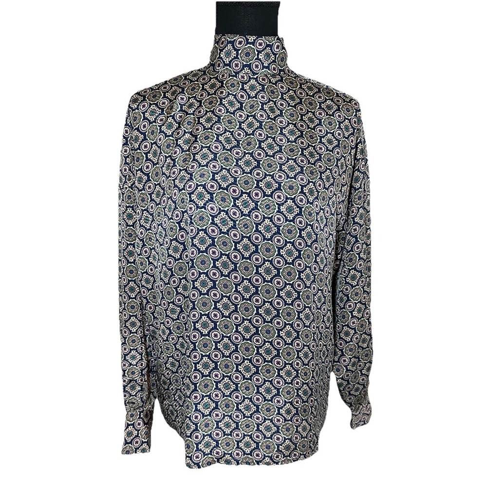 La Chine Classic by Galinda Wang Womens 4 High Neck Geometric Long Sleeve Blouse